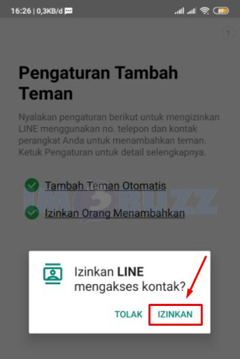14 klik izinkan LINE mengakses kontak