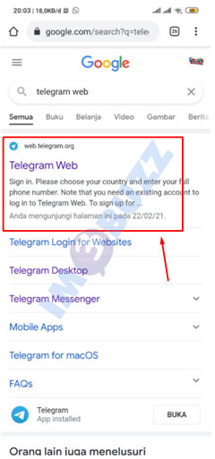 2 buka telegram web di hp