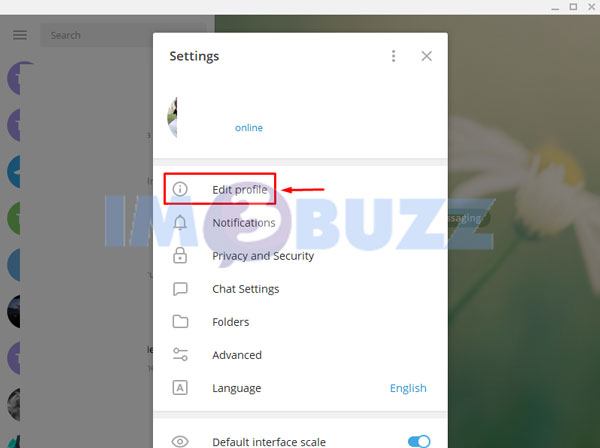 4 klik edit profile telegram untuk Id Telegram