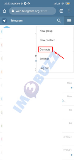 5 pilih menu contacts telegram web hp
