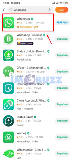 pilih whatsapp untuk pembaruan