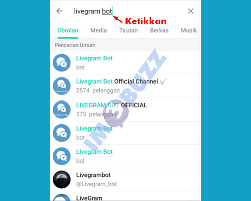 buka livegram bot Telegram
