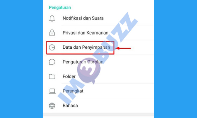 pilih data dan penyimpanan untuk menghapus data agar telegram tidak lemot