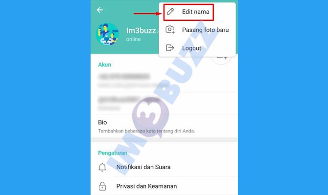 4. Pilih Edit Nama Profil Telegram