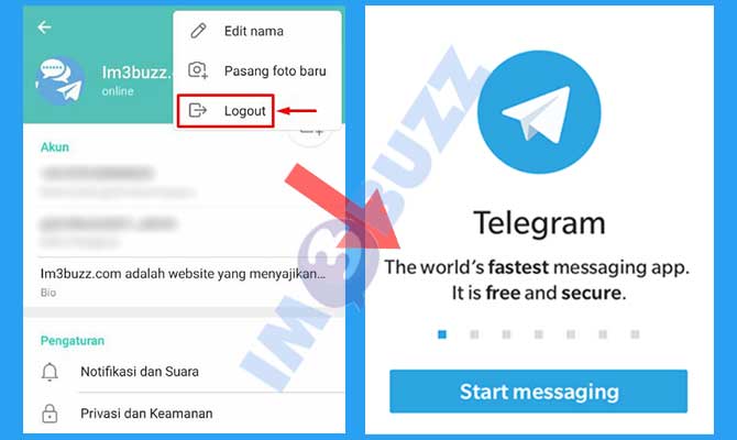 6. Lakukan Logout Telegram dan Login Kembali