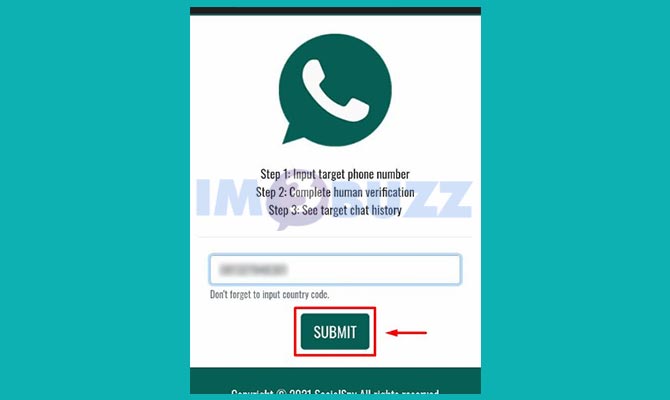 Ketuk Submit Untuk Menuju Halaman Menyadap Whatsapp