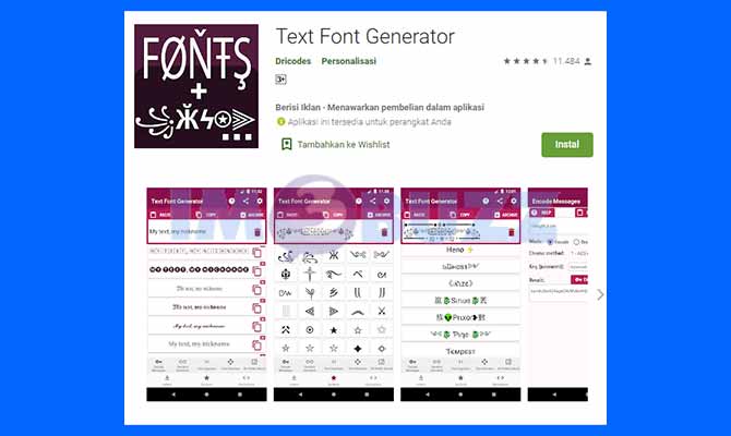 Aplikasi Text Font Generator di Android